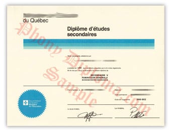 Ministere de l'Education du Quebec - Fake Diploma Sample from Canada